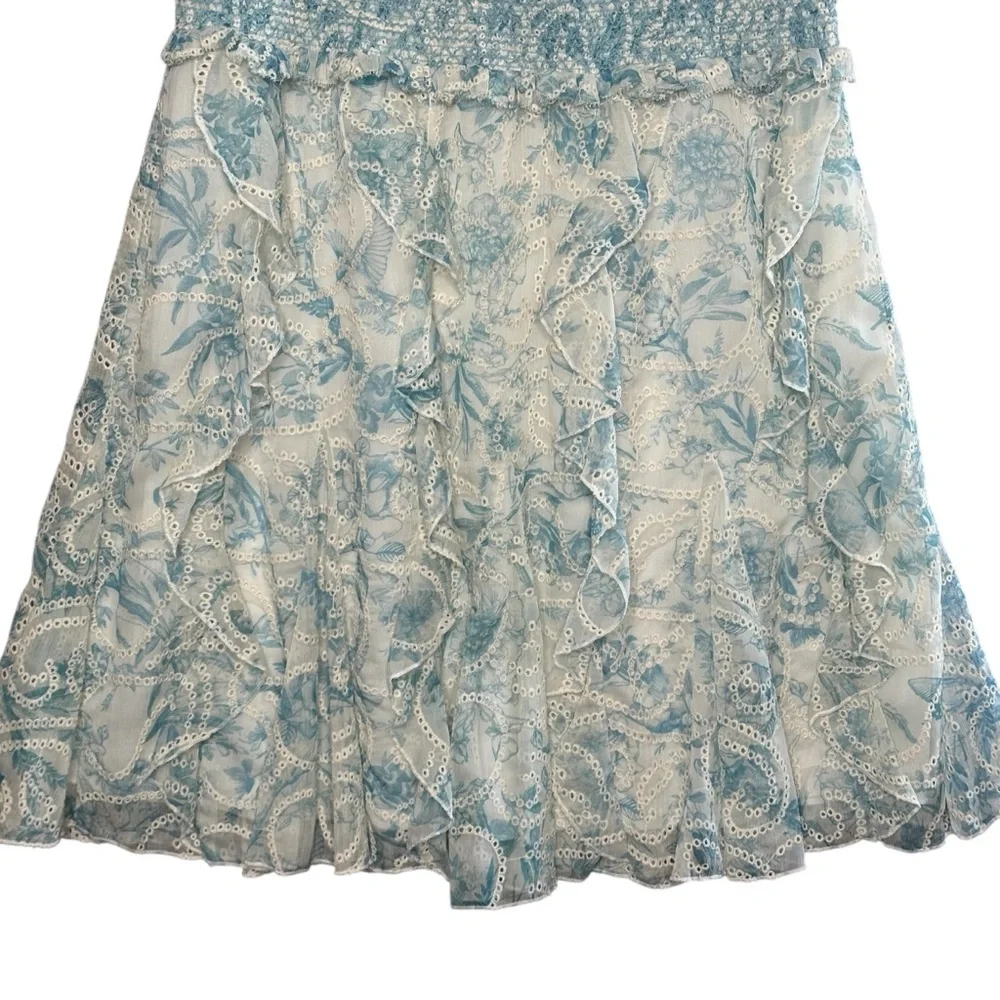 Alice + Olivia Jocelyn Smocked Ruffle Mini Dress. Sz: 14
